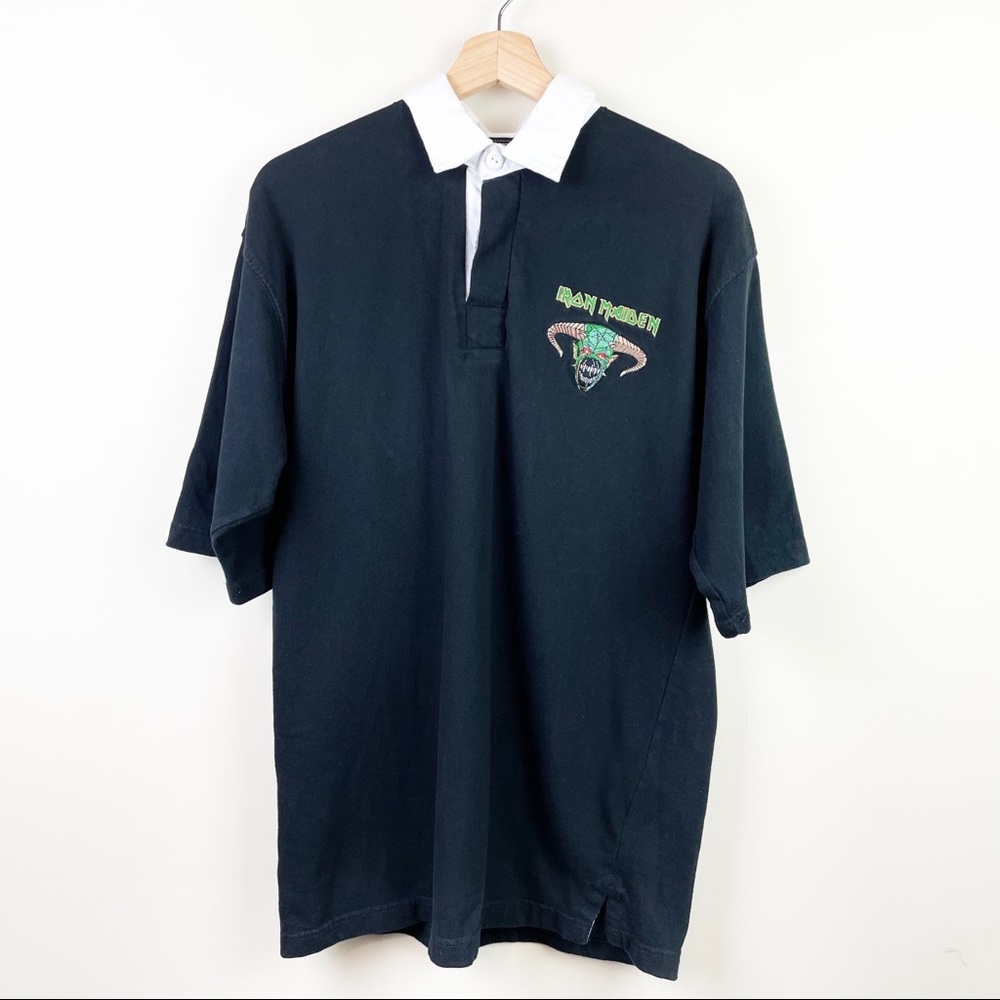Shirt Large Iron Maiden Retro Graphic Band Polo Tee Heavy Metal